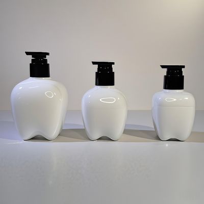 손 씻기용 압력 펌프와 함께 100-250ml 치아 모양 플라스틱 병 헤어 로션 손 위생제 사용자 지정 로고