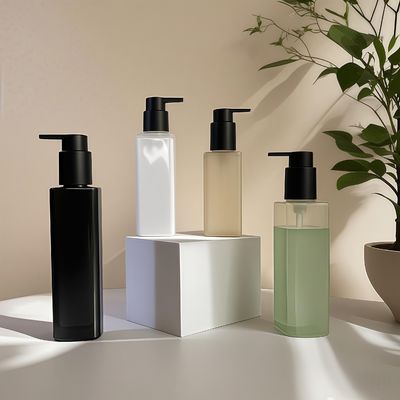 맞춤형 색상으로 화장품 개인 위생 용품 포장을 위한 프레스 펌프 밀봉이 있는 PET 플라스틱 사각 병