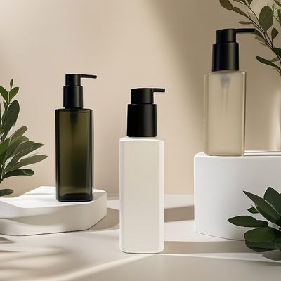 맞춤형 색상으로 화장품 개인 위생 용품 포장을 위한 프레스 펌프 밀봉이 있는 PET 플라스틱 사각 병