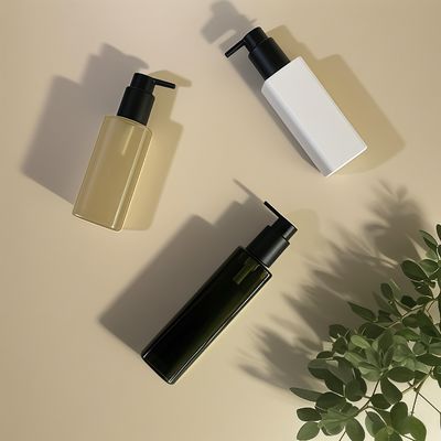 맞춤형 색상으로 화장품 개인 위생 용품 포장을 위한 프레스 펌프 밀봉이 있는 PET 플라스틱 사각 병