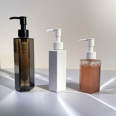 120ml 150ml 200ml 용량의 화장품 로션 또는 샴푸용 육각형 스트레이트 바디 PET 플라스틱 병 (프레스 펌프 밀봉)