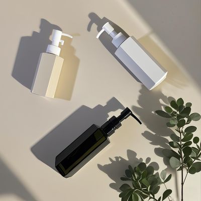 120ml 150ml 200ml 용량의 화장품 로션 또는 샴푸용 육각형 스트레이트 바디 PET 플라스틱 병 (프레스 펌프 밀봉)
