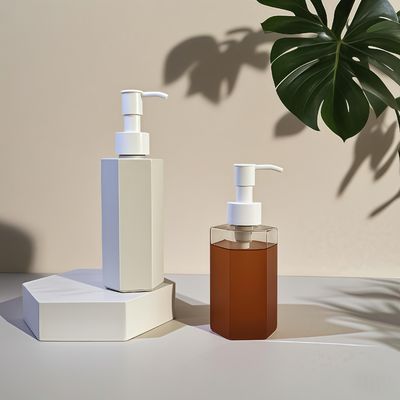 120ml 150ml 200ml 용량의 화장품 로션 또는 샴푸용 육각형 스트레이트 바디 PET 플라스틱 병 (프레스 펌프 밀봉)