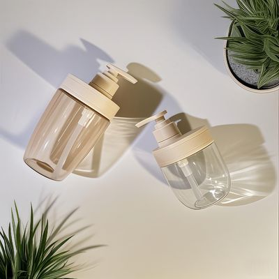 에센셜 오일 샴푸 및 로션용 압력 펌프와 함께 400ml 500ml PET 플라스틱 화장품 병