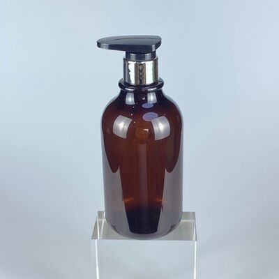 500ml 반투명 갈색 PET 플라스틱 병 프레스 펌프 (크림, 샤워젤, 헤어케어용) 나사형 캡 (화장품 포장용)