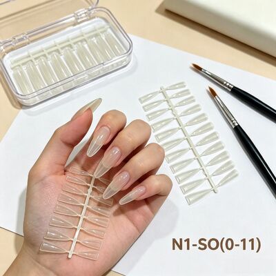 살롱 네일 연장 DIY 네일 아트 및 대량 공급용 투명 풀 커버 ABS 인조 손톱 프레스 온 네일 팁 세트