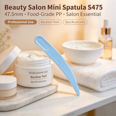 S475 47.5mm 식품 등급 PP 화장품 스패출러 | 흰색 재고 도매 | 페이셜 크림 추출 및 도포용, 뷰티 살롱 및 화장품 용기 액세서리에 적합합니다. 대량 도매 가능.